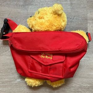 RARE Winnie the Pooh plush adjustable belt bag red pocket DisneyLandPark Vintage